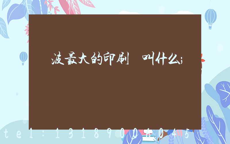 寧波最大的印刷廠叫什么